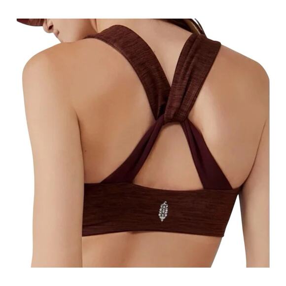 Free People Movement Zen Again Sports Bra Brown Ruched Crisscross Back Size S - Picture 2 of 6